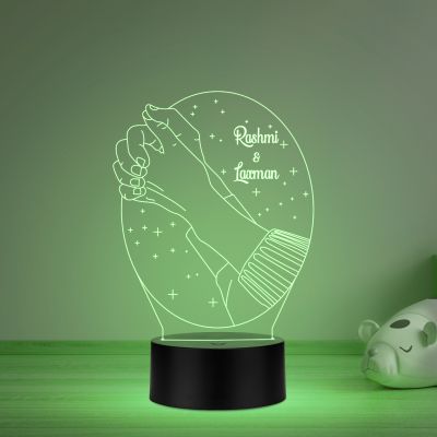 Couple Hands With Custom Name Night Lamp